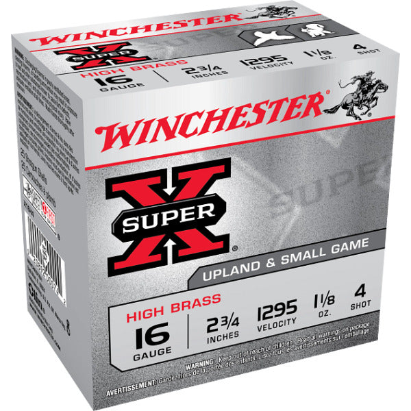 Winchester Super-X 16 Gauge Ammunition 2-3/4" #4 1-1/8 oz 1295 fps Box of 25