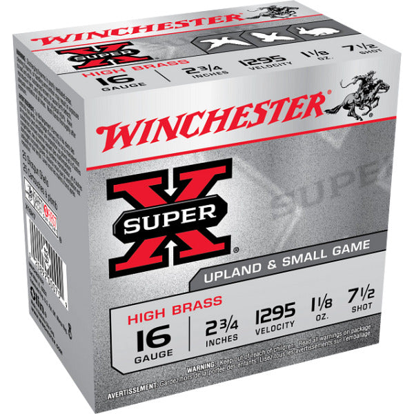 Winchester Super-X 16 Gauge Ammunition 2-3/4" #7.5 1-1/8 oz 1295 fps Box of 25