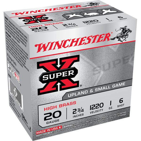 Winchester Super-X 20 Gauge Ammunition 2-3/4" #6 1 oz 1220 fps Box of 25