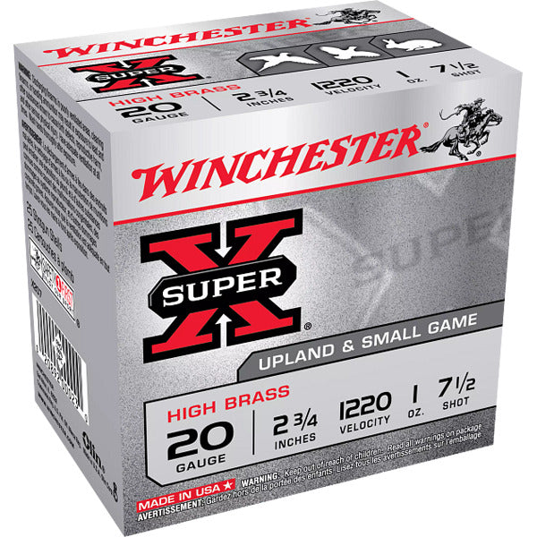 Winchester Super-X 20 Gauge Ammunition 2-3/4" #7.5 1 oz 1220 fps Box of 25