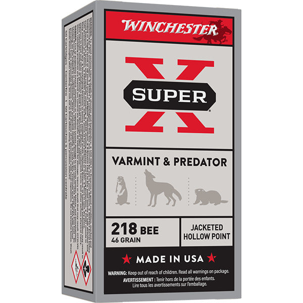 Winchester Super-X 218 Bee Ammunition 46 Grain Jacketed Hollow Point Box of 50
