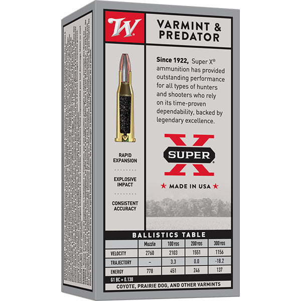 Winchester Super-X 218 Bee Ammunition 46 Grain Jacketed Hollow Point Box of 50