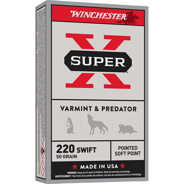 Winchester Super-X 220 Swift Ammunition 50 Grain Pointed Soft Point Box of 20