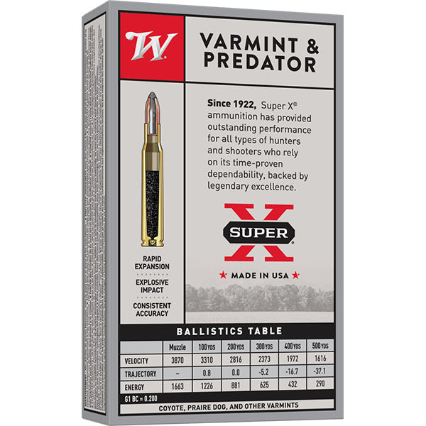 Winchester Super-X 220 Swift Ammunition 50 Grain Pointed Soft Point Box of 20