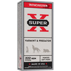 Winchester Super-X 222 Remington Ammunition 50 Grain Pointed Soft Point Box of 20