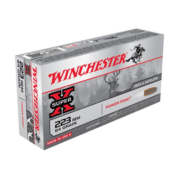 Winchester Super-X 223 Remington Ammunition 64 Grain Jacketed Soft Point Box of 20