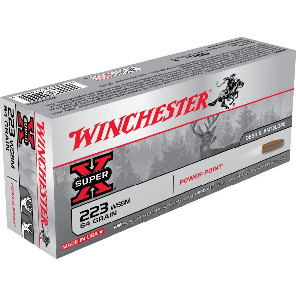 Winchester Super-X 223 WSSM (Winchester Super Short Magnum) Ammunition 64 Grain Jacketed Soft Point Box of 20
