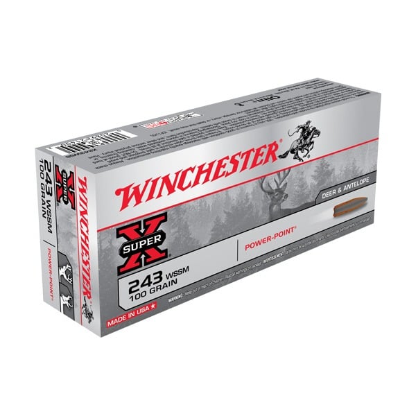 Winchester Super-X 243 WSSM (Winchester Super Short Magnum) Ammunition 100 Grain Jacketed Soft Point Box of 20
