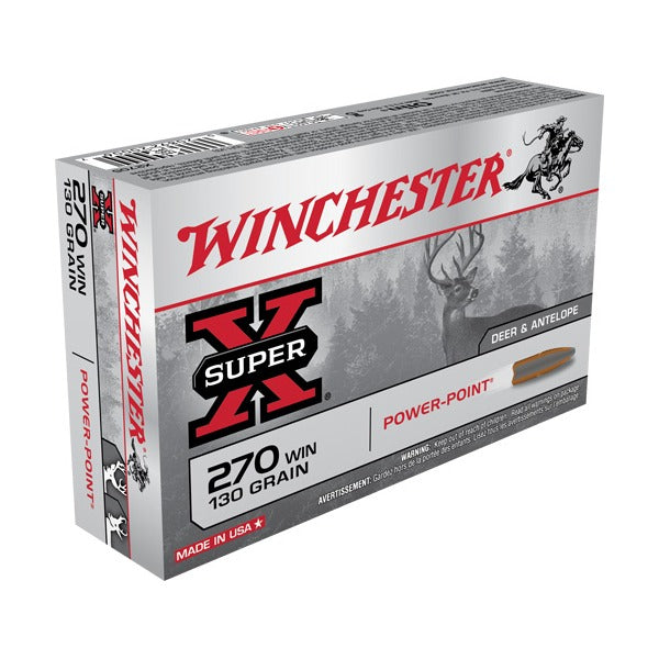 Winchester Super-X 270 Winchester Ammunition 130 Grain Jacketed Soft Point Box of 20