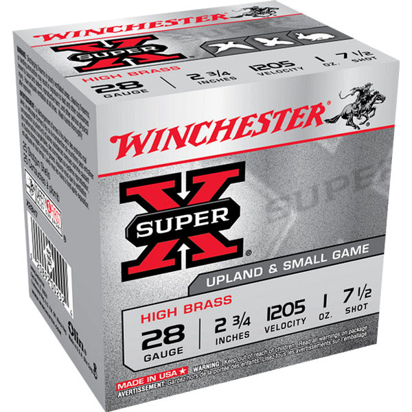 Winchester Super-X 28 Gauge Ammunition 2-3/4" #7.5 1 oz 1205 fps Box of 25