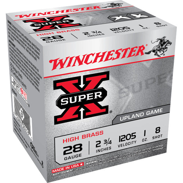 Winchester Super-X 28 Gauge Ammunition 2-3/4" #8 1 oz 1205 fps Box of 25