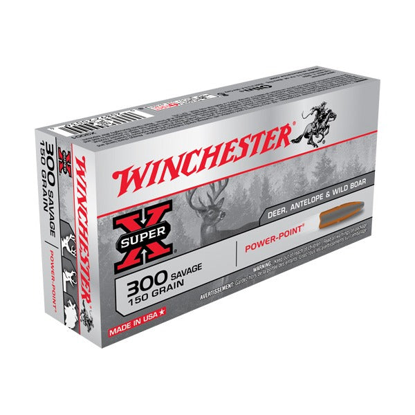 Winchester 300 Savage Ammunition 150 Grain Power Point Jacketed Soft Point Box of 20