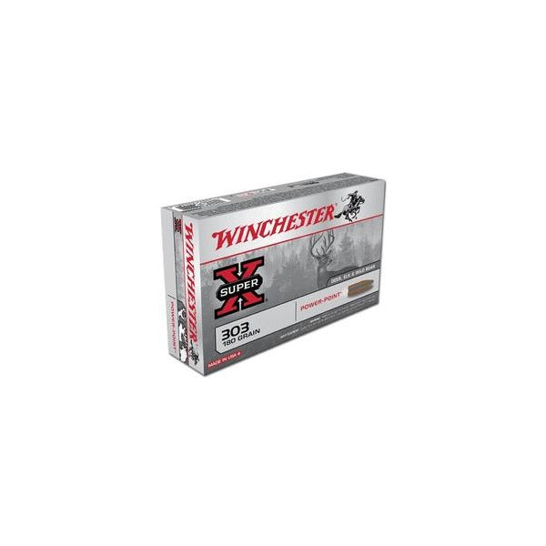 Winchester 303 British Ammunition 180 Grain Power Point Jacketed Soft Point Box of 20