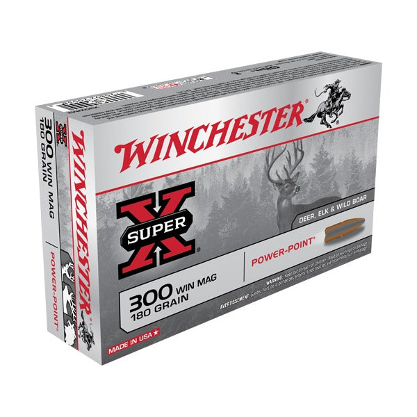 Winchester 300 Winchester Magnum Ammunition 180 Grain Power Point Jacketed Soft Point Box of 20
