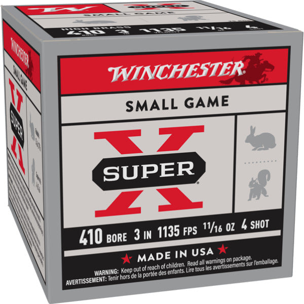 Winchester Super-X 410 Bore Ammunition 3" #4 11/16 oz 1135 fps Box of 25
