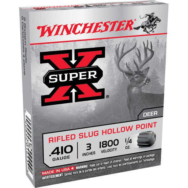 Winchester Super-X 410 Bore Ammunition 3" 1/4 oz 1800 fps Rifled Slug Box of 5