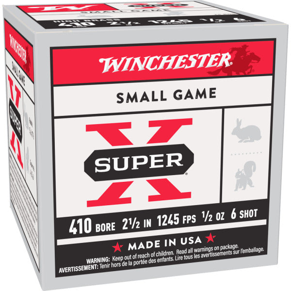 Winchester Super-X 410 Bore Ammunition 2-1/2" #6 1/2 oz 1245 fps Box of 25