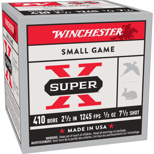 Winchester Super-X 410 Bore Ammunition 2-1/2" #7.5 1/2 oz 1245 fps Box of 25