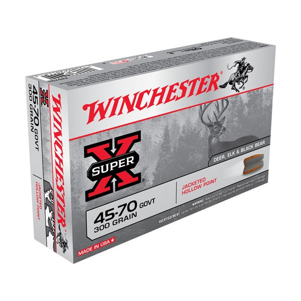 Winchester Super-X 45-70 Gov't Ammunition 300 Grain Jacketed Hollow Point Box of 20