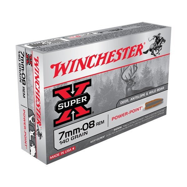 Winchester Super-X 7mm-08 Remington Ammunition 140 Grain Jacketed Soft Point Box of 20