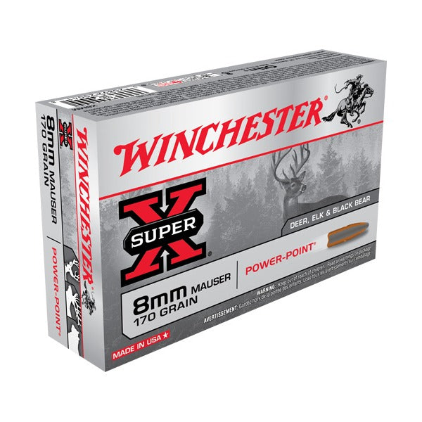 Winchester Super-X 8x57mm Mauser Ammunition 170 Grain Jacketed Soft Point Box of 20