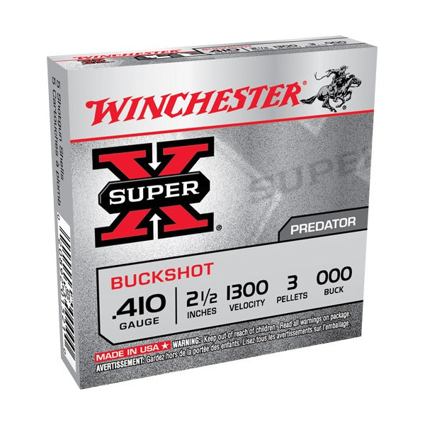 Winchester Super-X 410 Bore Ammunition 2-1/2" #000 1300 fps Buckshot Box of 5