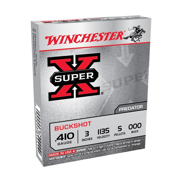 Winchester Super-X 410 Bore Ammunition 3" #000 1135 fps Buckshot Box of 5