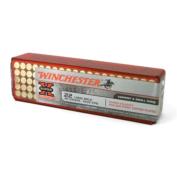 Winchester Power-Point 22 Long Rifle Ammunition 40 Grain Plated Hollow Point Box of 100