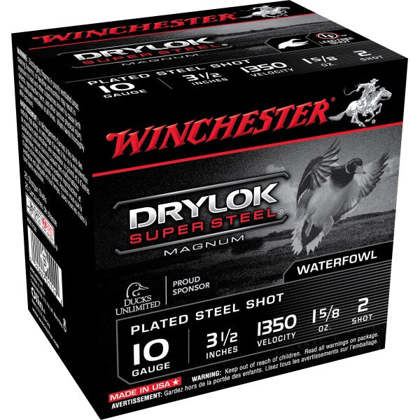 Winchester Drylok Super Steel 10 Gauge Ammunition 3-1/2" #2 1-5/8 oz 1350 fps Steel Steel Shot Box of 25