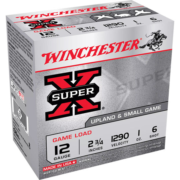 Winchester Super-X 12 Gauge Ammunition 2-3/4" #6 1 oz 1290 fps Box of 25