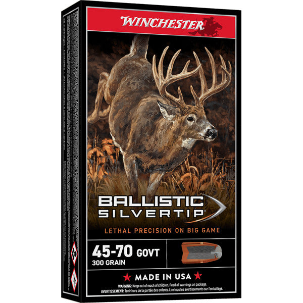 Winchester 45-70 Gov't Ammunition 300 Grain Ballistic Silvertip Polymer Tip Box of 20
