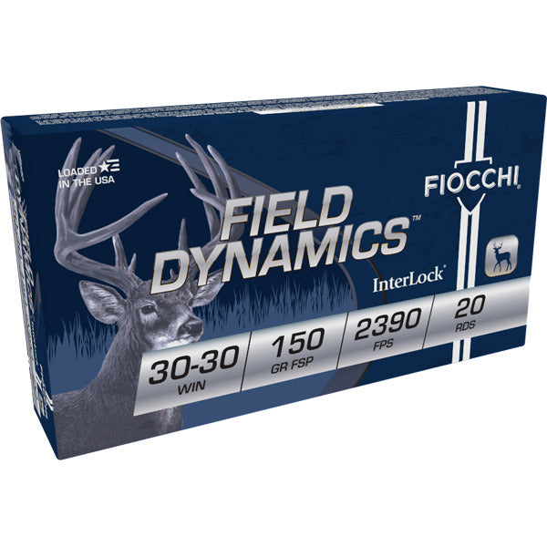 Fiocchi Field Dynamics 30-30 Winchester Ammunition 150 Grain Hornady InterLock Flat Soft Point Box of 20