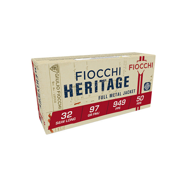 Fiocchi Heritage 32 S&W Long Ammunition 97 Grain Full Metal Jacket Box of 50