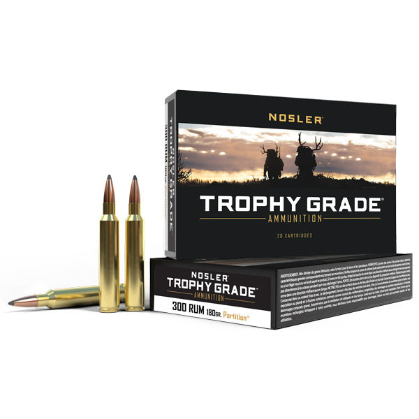 Nosler Trophy Grade 300 RUM (Remington Ultra Magnum) Ammunition 180 Grain Partition Polymer Tip Box of 20