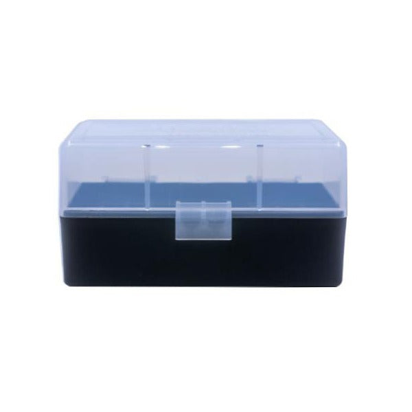 BERRY 222/223 HINGED-TOP BOX 50 RND-CLEAR/BLK 50/c