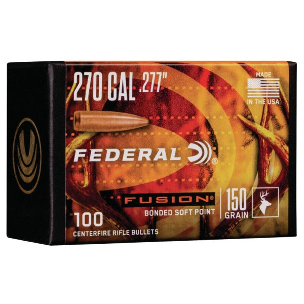 Federal Premium Fusion 277 Caliber, 6.8mm (.277 Diameter) Bullets 150 grain Polymer Tip Box of 4