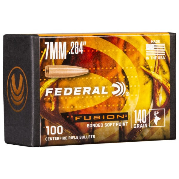 Federal Premium Fusion 28 Caliber, 7mm (.284 Diameter) Bullets 140 grain Polymer Tip Box of 4