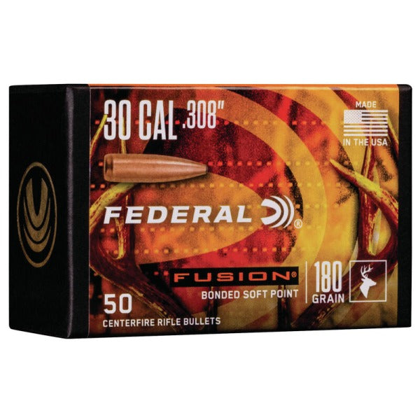 Federal Premium Fusion 30 Caliber (.308 Diameter) Bullets 180 grain Polymer Tip Box of 4