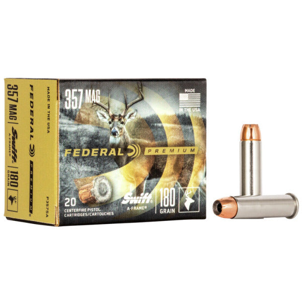 Federal Premium 357 Magnum Ammunition 180 Grain Swift A-Frame Hollow Point Box of 20