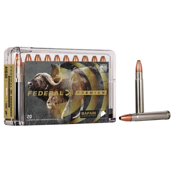 Federal Premium Safari 416 Remington Magnum Ammunition 400 Grain Swift A-Frame Round Nose Box of 20