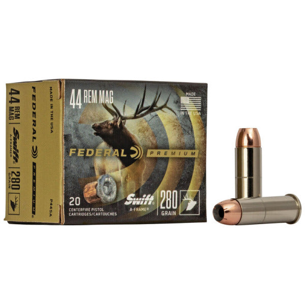 Federal Premium 44 Remington Magnum Ammunition 280 Grain Swift A-Frame Jacketed Hollow Point Box of 20