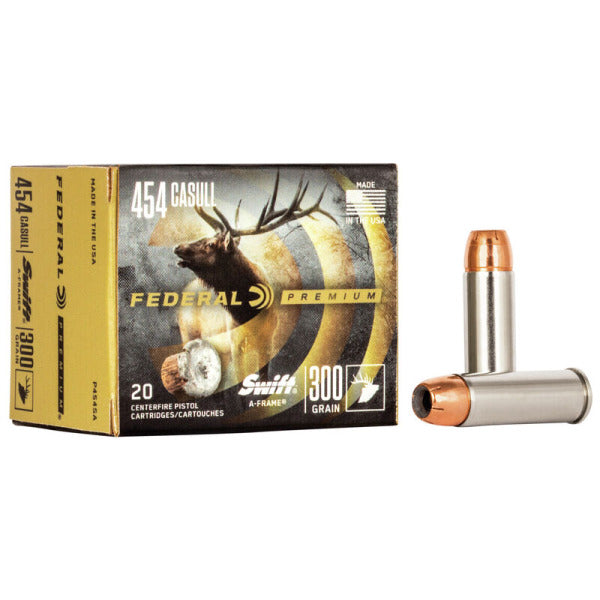Federal Premium 454 Casull Ammunition 300 Grain Swift A-Frame Jacketed Hollow Point Box of 20