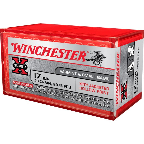 Winchester Super-X 17 Hornady Magnum Rimfire (HMR) Ammunition 20 Grain Jacketed Hollow Point Box of 50