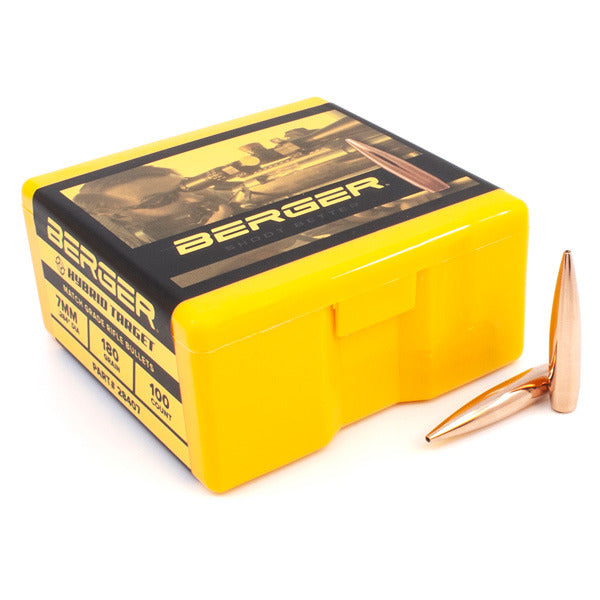 Berger Hybrid Target 28 Caliber, 7mm (.284 Diameter) Bullets 180 grain Boat Tail Hollow Point Box of 100