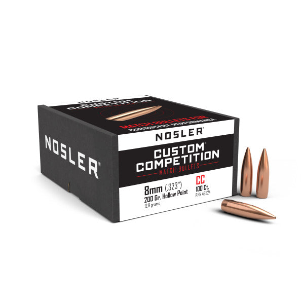 Nosler Custom Competition 32 Caliber (.323 Diameter) Bullets 200 grain Boat Tail Hollow Point Box of 100