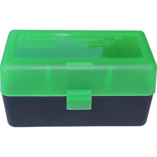 MTM RIFLE FLIP-TOP 50rd 22250-308/CLR-GRN/BLK 24c