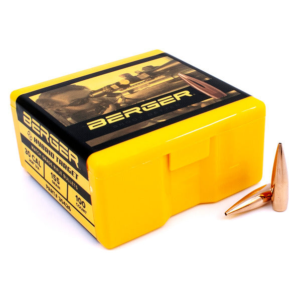Berger Hybrid Target 30 Caliber (.308 Diameter) Bullets 155 grain Boat Tail Hollow Point Box of 100