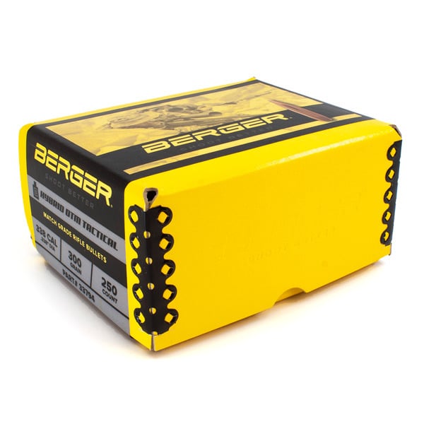 Berger Tactical 338 Caliber (.338 Diameter) Bullets 300 grain Boat Tail Hollow Point Box of 250