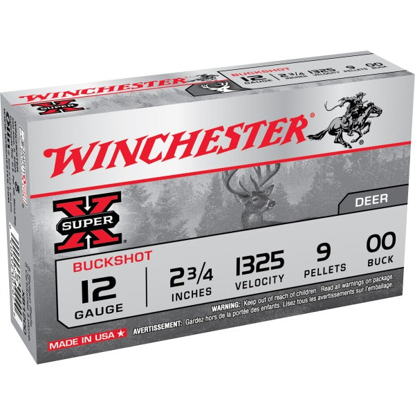 Winchester Super-X 12 Gauge Ammunition 2-3/4" #00 1325 fps Buckshot Box of 15
