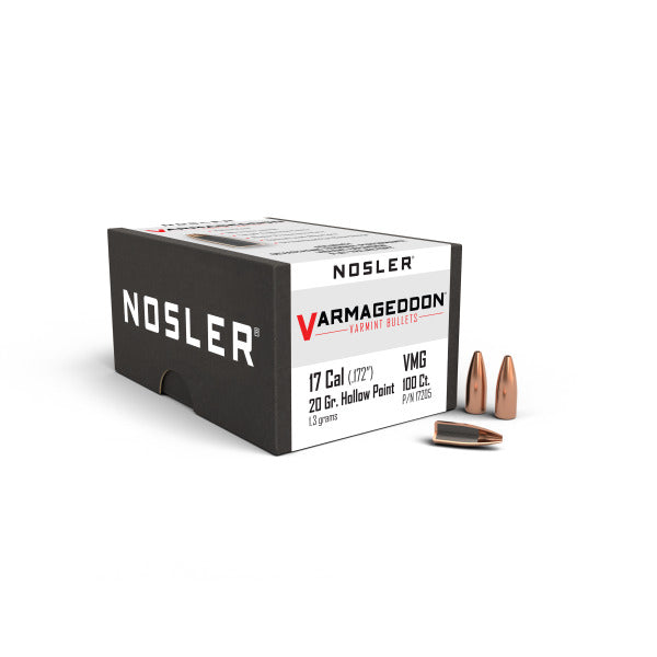 Nosler Varmageddon 17 Caliber (.172 Diameter) Bullets 20 grain Hollow Point Box of 100